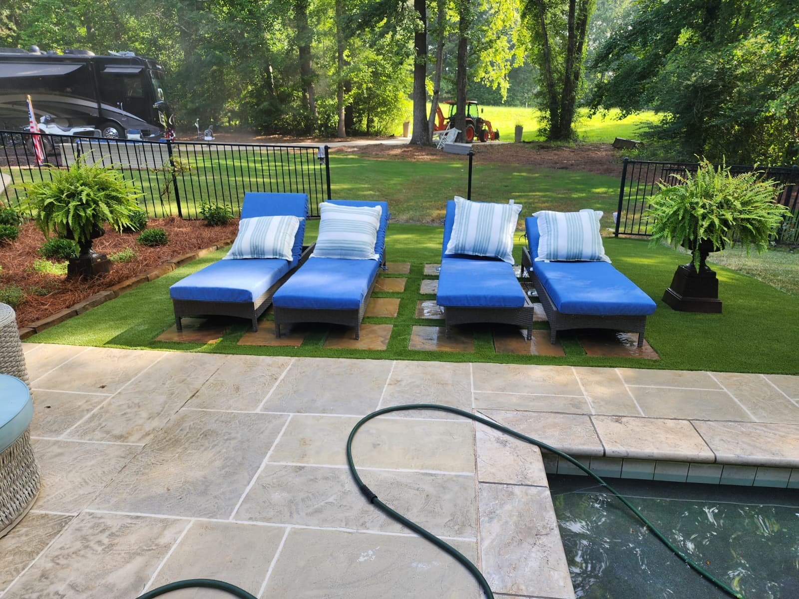 Sod and artificial turf work, view 2